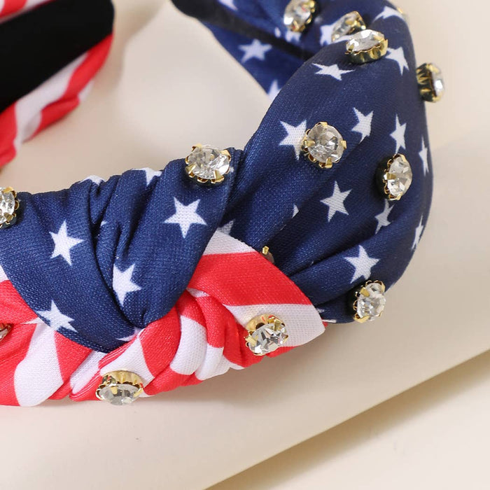 American Flag Knot Rhinestone Headband