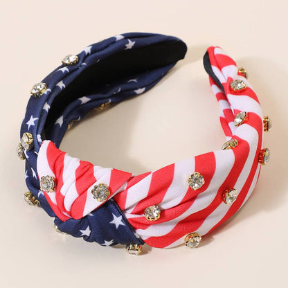 American Flag Knot Rhinestone Headband