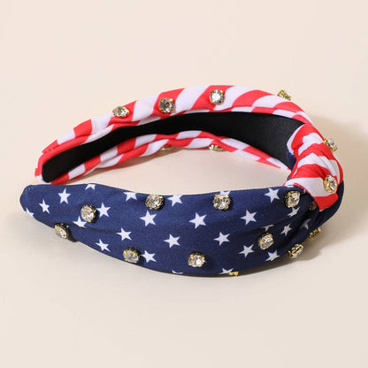 American Flag Knot Rhinestone Headband