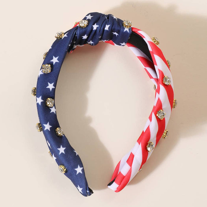 American Flag Knot Rhinestone Headband