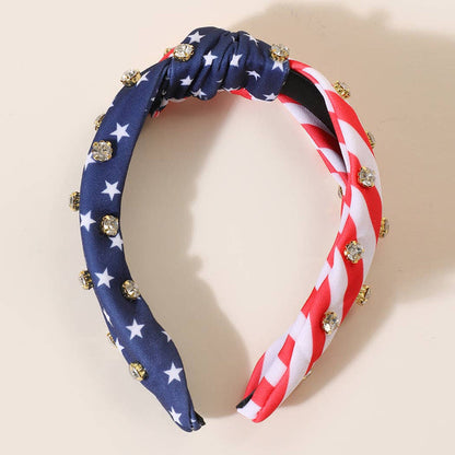American Flag Knot Rhinestone Headband
