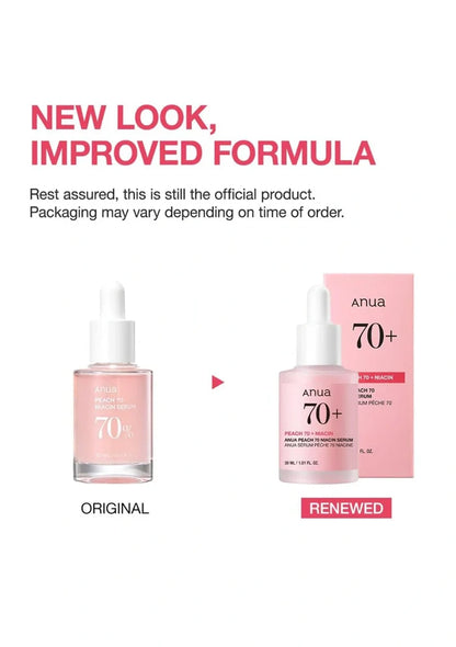 Comparison of original and renewed packaging for a skincare product with text about new look and improved formula.