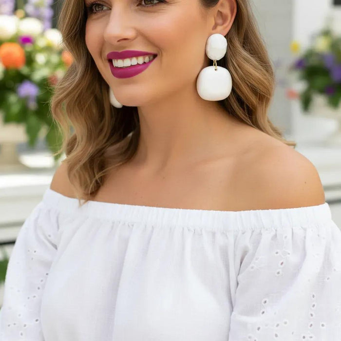 Ashira FB White Clip Earrings