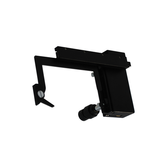 Attachable Microscope Mechanical Stage XY Translation + Slide Holder for Inverted Phase Contrast Microscopes, SKU BM05135241, three quarter front view
