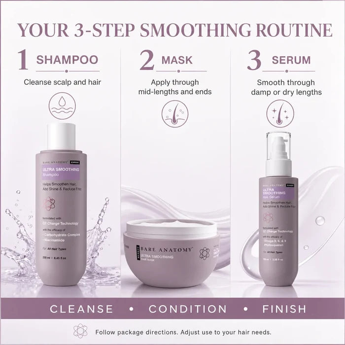 Bare Anatomy Ultra Smoothing Hair Trio – Shampoo, Mask & Serum