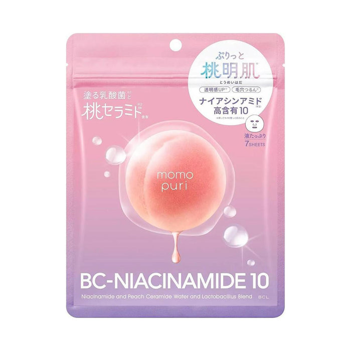 BCL Momo Puri Niacinamide & Peach Face Mask 7 sheets