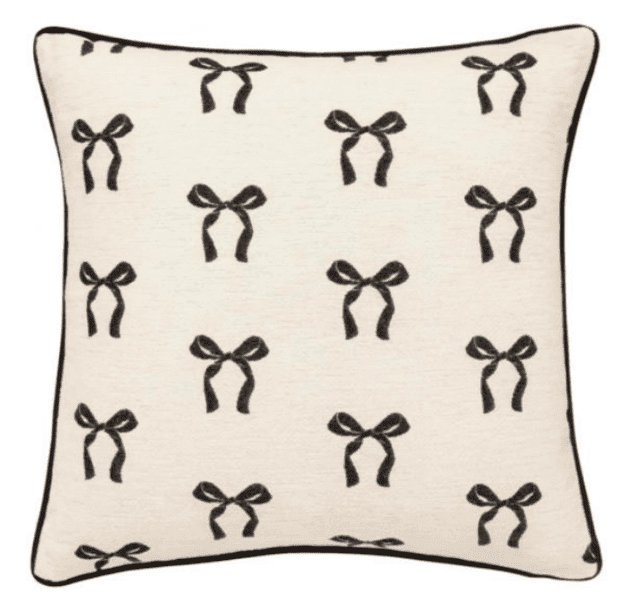Belle Monochrome Bow Print Feather Filled Cushion- 45x45cm