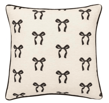 Belle Monochrome Bow Print Feather Filled Cushion- 45x45cm