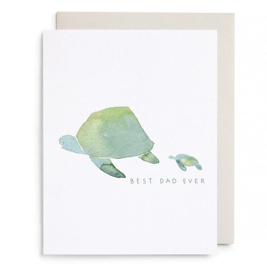 Greeting card with watercolor turtle and 'Best Dad Ever' text