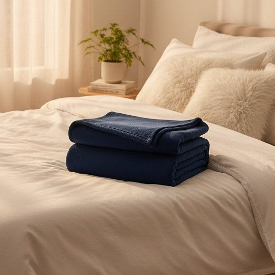Fleece Blankets / Navy / twin 66"X90" 2 PK