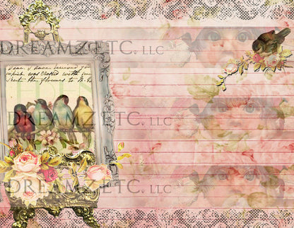 Birds & Butterflies Lined Journal Paper Pack - Digital - 10 Designs