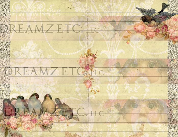 Birds & Butterflies Lined Journal Paper Pack - Digital - 10 Designs