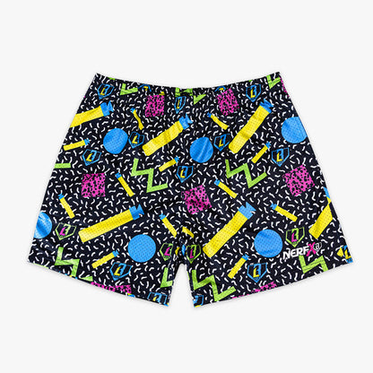 Black shorts with “Blast From The Past” design — front view