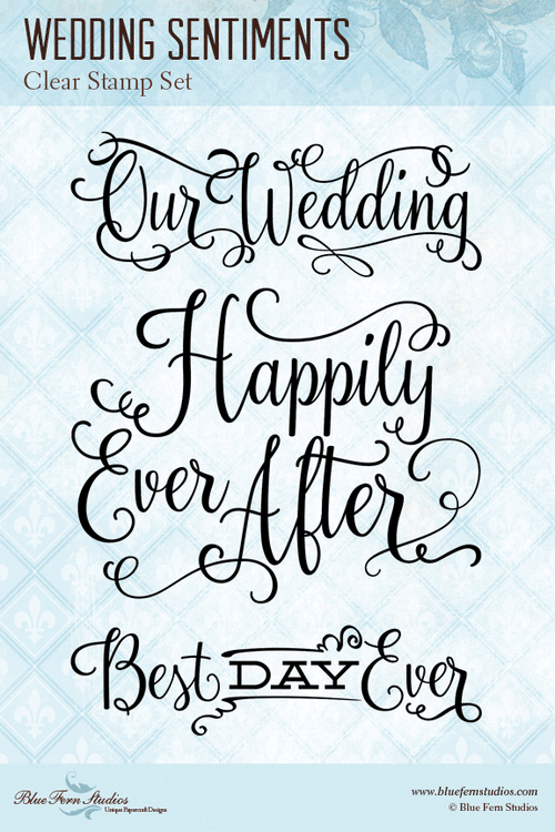 Blue Fern Stamp - Wedding Sentiments Stamp *