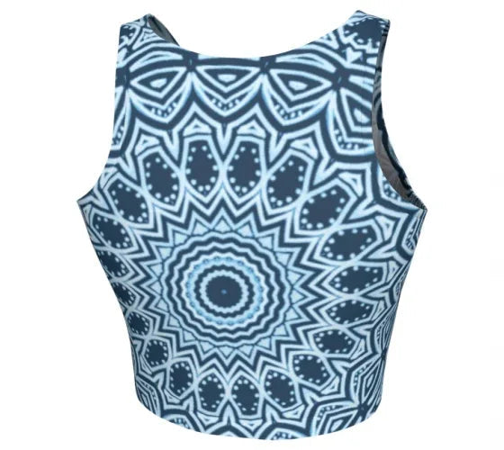 Blue Mandala Fitted Crop Top - Yelena Noah Designs