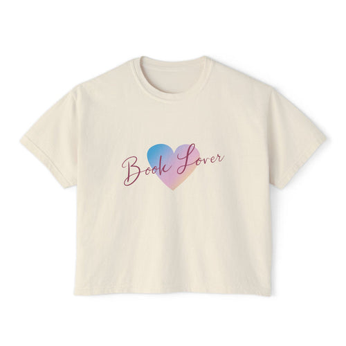 Thtgrlreads Book Lover Crop Top from The Life of a Book Bestie collection features a vintage-washed Comfort Colors cropped tee with a pastel gradient heart and elegant script text.