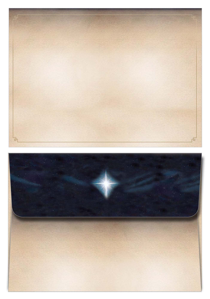 Envelope with a star design on a beige background