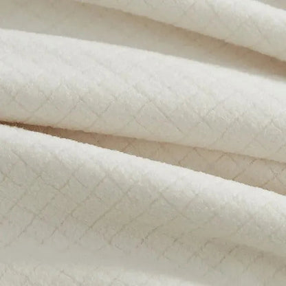 BPS Collection Grid Pattern Fleece Blankets Cream - Rifz Textiles Inc