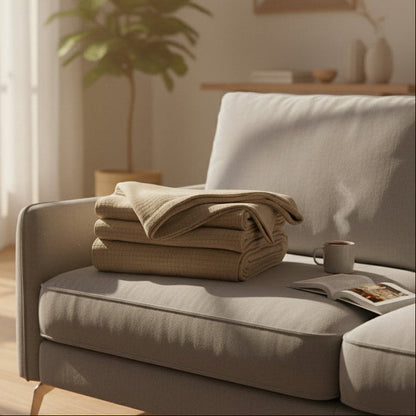 Blanket / Beige / Twin 60"X90" 2 PK