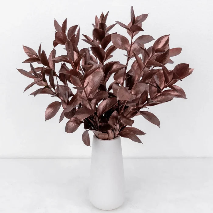 Bronzed Rose Gold Metallic Ruscus Vase - Image