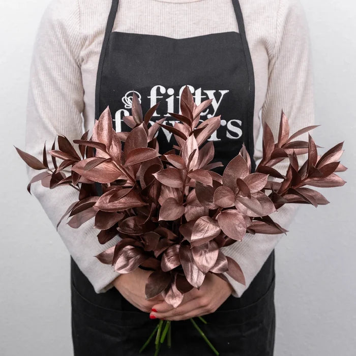 Bronzed Rose Gold Metallic Ruscus Apron - Image