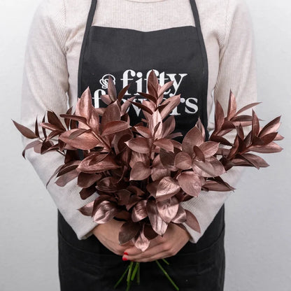 Bronzed Rose Gold Metallic Ruscus Apron - Image