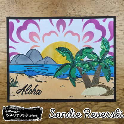 Brutus Monroe - 6x6 Stencil - Heat Wave. This 6x6 stencil is perfect for creating beautiful backgrounds and patterns for your projects. Available at Embellish Away located in Bowmanville Ontario Canada. Card design by Sandie Reverski.