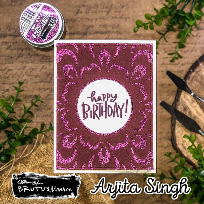Brutus Monroe - 6x6 Stencil - Heat Wave. This 6x6 stencil is perfect for creating beautiful backgrounds and patterns for your projects. Available at Embellish Away located in Bowmanville Ontario Canada. Card design by Arjota Singh.