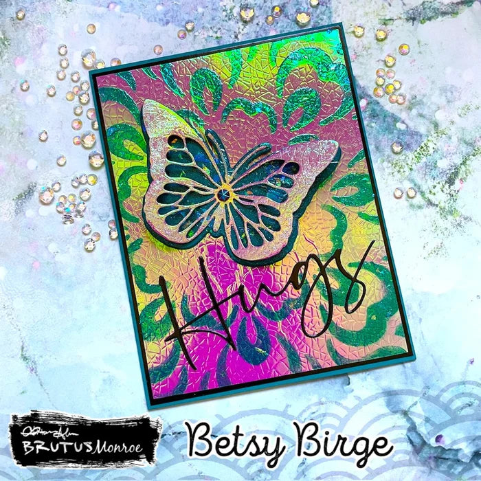 Brutus Monroe - 6x6 Stencil - Heat Wave. This 6x6 stencil is perfect for creating beautiful backgrounds and patterns for your projects. Available at Embellish Away located in Bowmanville Ontario Canada. Card design by Betsy Birge