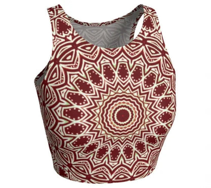 Burgundy Mandala Athletic Crop Top - Yelena Noah Designs