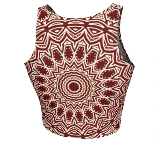 Burgundy Mandala Athletic Crop Top - Yelena Noah Designs