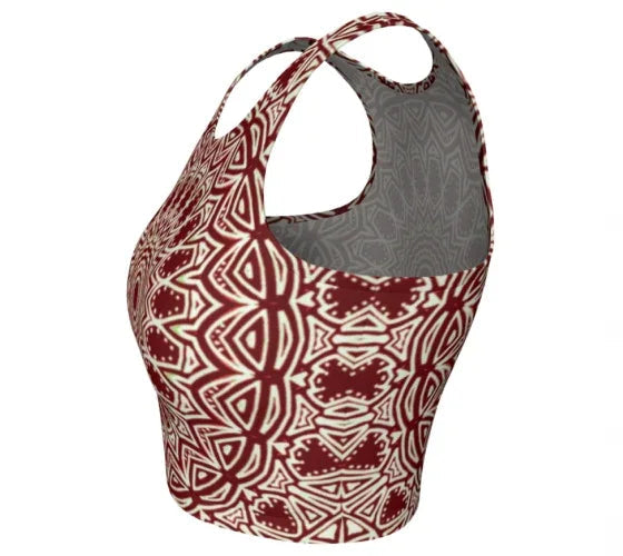 Burgundy Mandala Athletic Crop Top - Yelena Noah Designs
