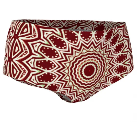 Burgundy Mandala Mini Shorts - Yelena Noah Designs