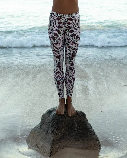 Burgundy Mandala Yoga Pant - Yelena Noah Designs