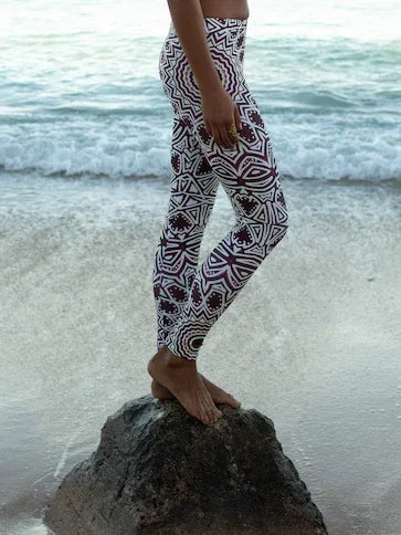 Burgundy Mandala Yoga Pant - Yelena Noah Designs
