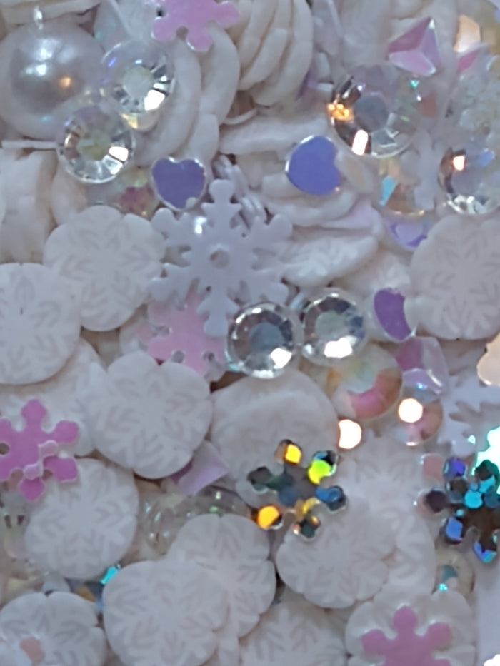 Buttons Galore - Mix Upz Craft Embellishments - 10g - Snowfall. These fun mixes will include a combination of Sprinkletz polymer clay pieces. Available at Embellish Away located in Bowmanville Ontario Canada.