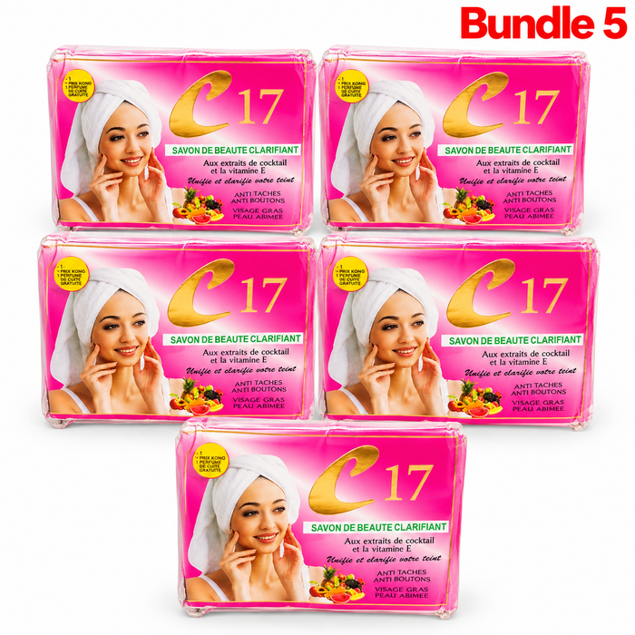 C17 Clarifying Beauty Soap with Vitamin E in branded packaging, cleansing beauty bar formulated to remove impurities and help promote smoother, softer, and more radiant-looking skin.