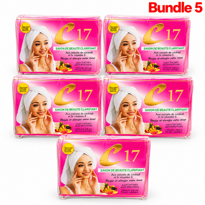 C17 Clarifying Beauty Soap with Vitamin E in branded packaging, cleansing beauty bar formulated to remove impurities and help promote smoother, softer, and more radiant-looking skin.