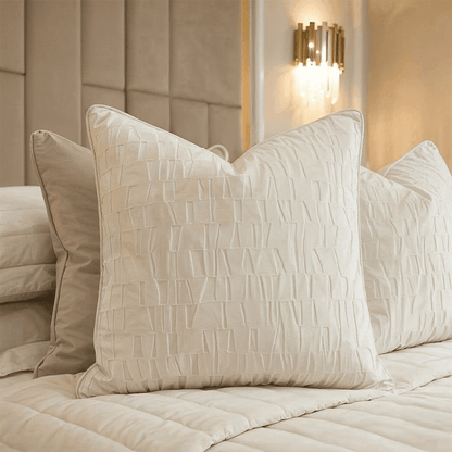 Calypso Ivory Velvet Pattern Cushion Cover - 50x50cm Textiles