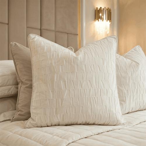 Calypso Ivory Velvet Pattern Cushion Cover - 50x50cm Textiles