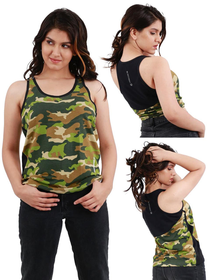 Camouflage Printed Bamboo Tank Top For Women's (Pack Of 1)