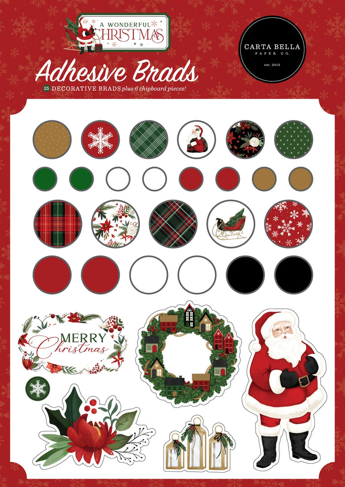 Carta Bella Decorative Brads - A Wonderful Christmas