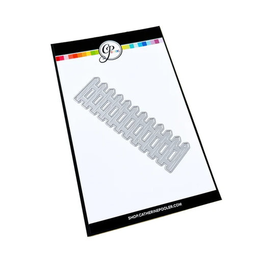 Catherine Pooler - Die - White Picket Fence. This gorgeous White Picket Fence Die helps complete the scene for so many of your cards. Available at Embellish Away located in Bowmanville Ontario Canada.