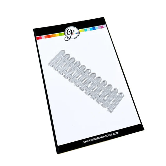 Catherine Pooler - Die - White Picket Fence. This gorgeous White Picket Fence Die helps complete the scene for so many of your cards. Available at Embellish Away located in Bowmanville Ontario Canada.