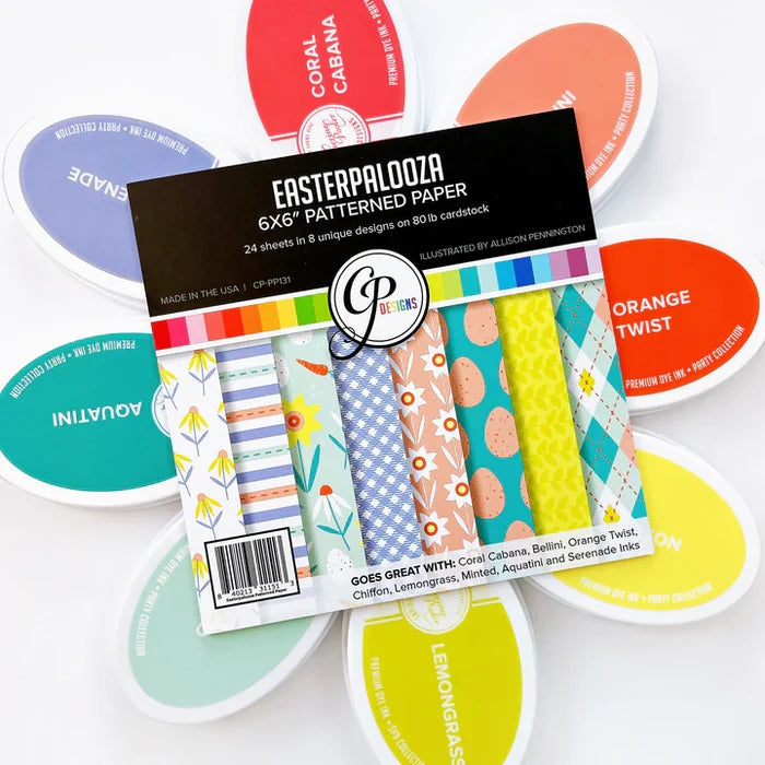 Catherine Pooler - Patterned Paper - Easterpalooza. Let's celebrate the season with the Easterpalooza Patterned Paper. This bright and vibrant pack is full of easter and spring inspired prints and patterns. Available at Embellish Away located in Bowmanville Ontario Canada.