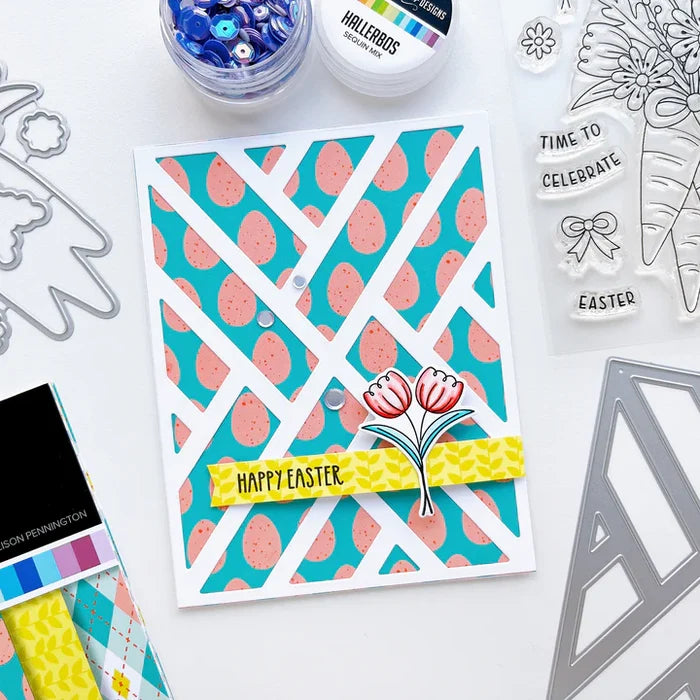 Catherine Pooler - Patterned Paper - Easterpalooza. Let's celebrate the season with the Easterpalooza Patterned Paper. This bright and vibrant pack is full of easter and spring inspired prints and patterns. Available at Embellish Away located in Bowmanville Ontario Canada. Example by brand ambassador.