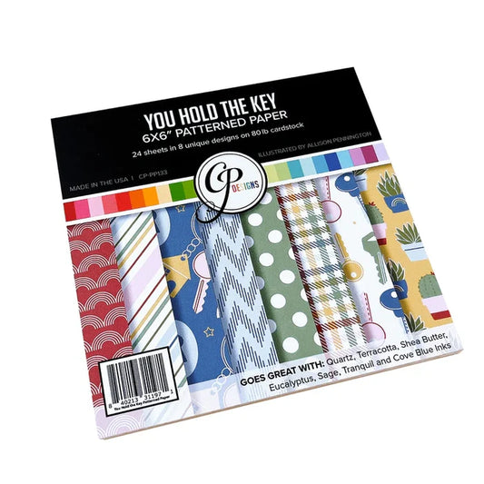 Catherine Pooler - Patterned Paper - You Hold the Key. Whether someone is moving in to their dorm, first home or a new job; the You Hold the Key Patterned Paper is a great pack! Available at Embellish Away located in Bowmanville Ontario Canada.