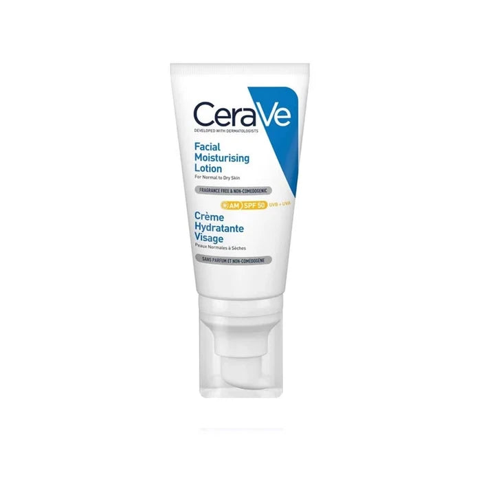 CeraVe AM Facial Moisturising Lotion SPF50 with Ceramides & Vitamin E for Normal to Dry Skin 52ml