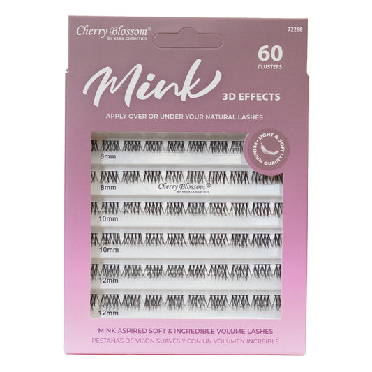 Cherry Blossom 3D Effects Mink Cluster Eyelashes 60pcs