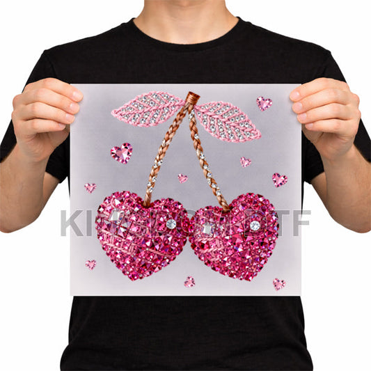 Cherry Faux Rhinestones DTF Transfers - Ready To Press